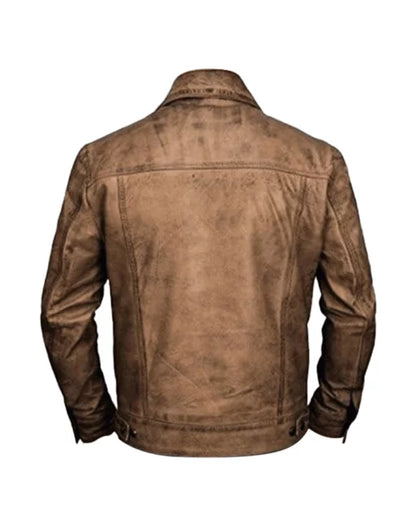 XAYWEAR™ Men Distressed Leather Trucker Vintage Jacket XY01