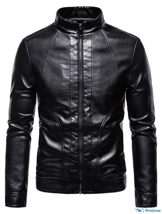 XAYWEAR™ Men's Black Faux Leather Slim Fit Jacket  XY45