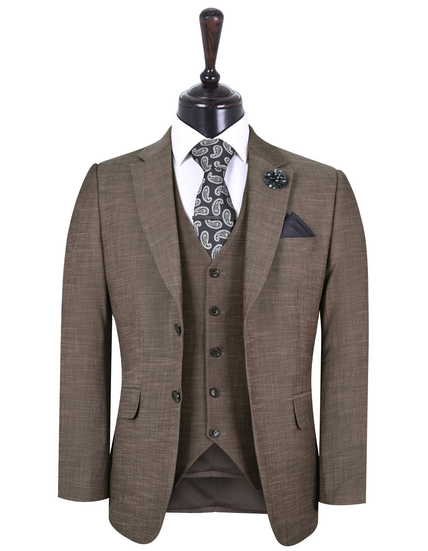 XAYWEAR™ Men's Brown Texture Tailored Smart Fit Suit XY34