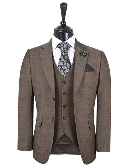 XAYWEAR™ Men's Brown Texture Tailored Smart Fit Suit XY34