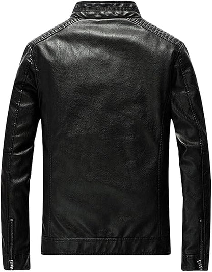 XAYWEAR™ Men's Casual Zip-Up Slim Bomber Faux Leather Jacket  XY59