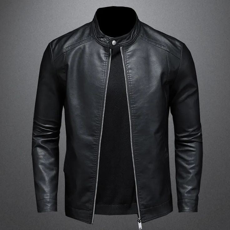 XAYWEAR™ Men's Classic Black Leather Jacket  XY47