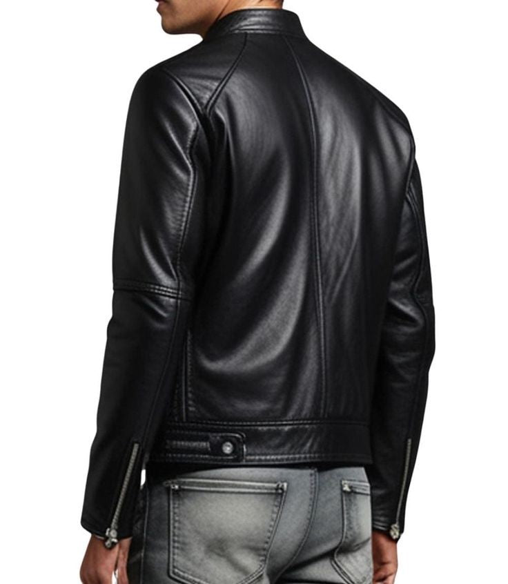 XAYWEAR™ Men's Sleek Black Leather Biker Jacket  XY50