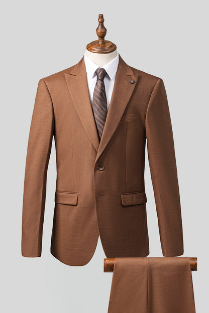 XAYWEAR™ Men's Two Piece Warm Brown Slim Suit XY41