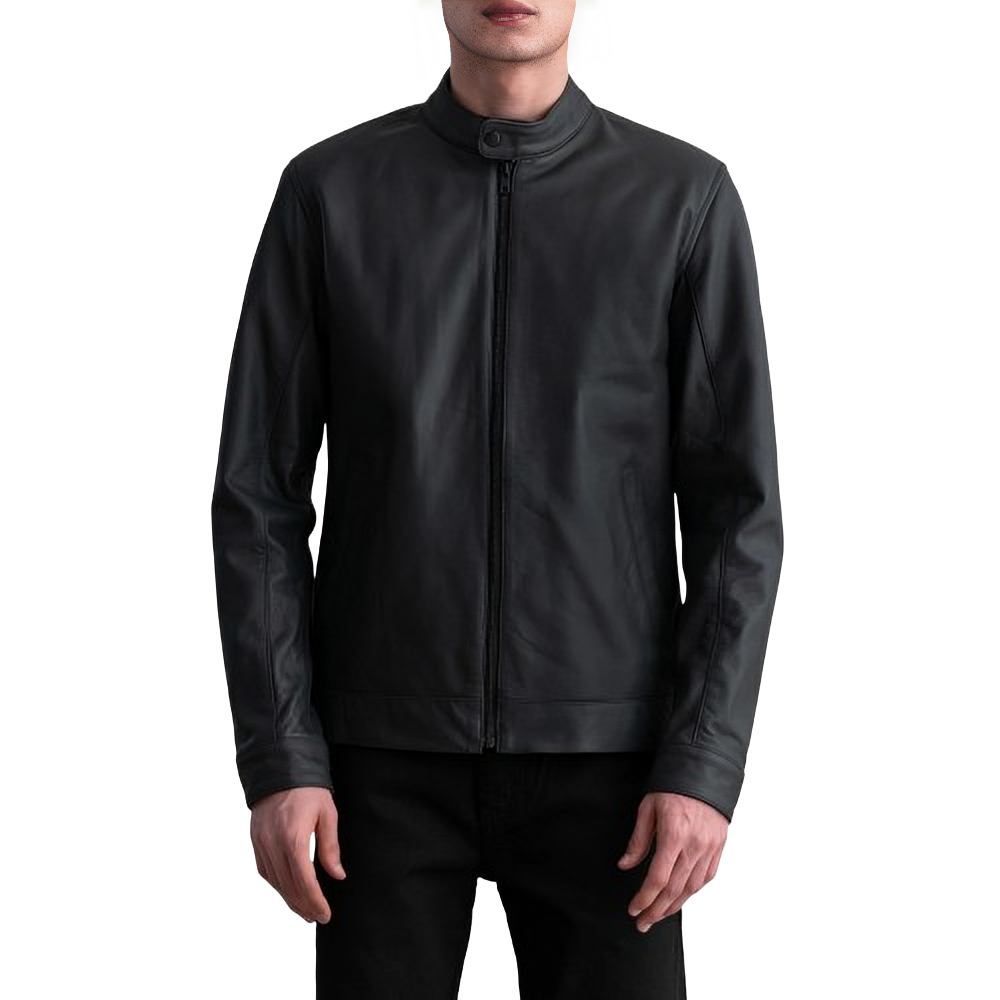 XAYWEAR™ Matte Black Leather Biker Jacket XY22