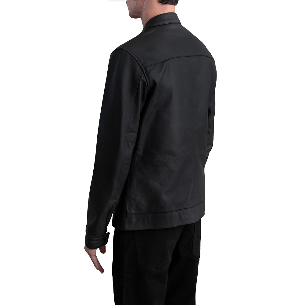 XAYWEAR™ Matte Black Leather Biker Jacket XY22